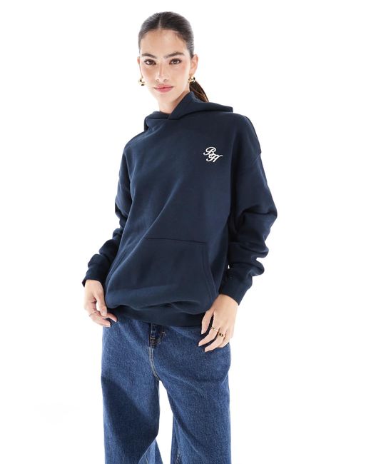 Cotton On Blue Cotton On Classic Fleece Hoodie With Script Graphic