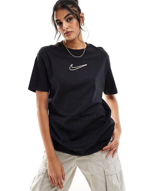 Camiseta negra extragrande unisex con logo mediano Nike de color Black