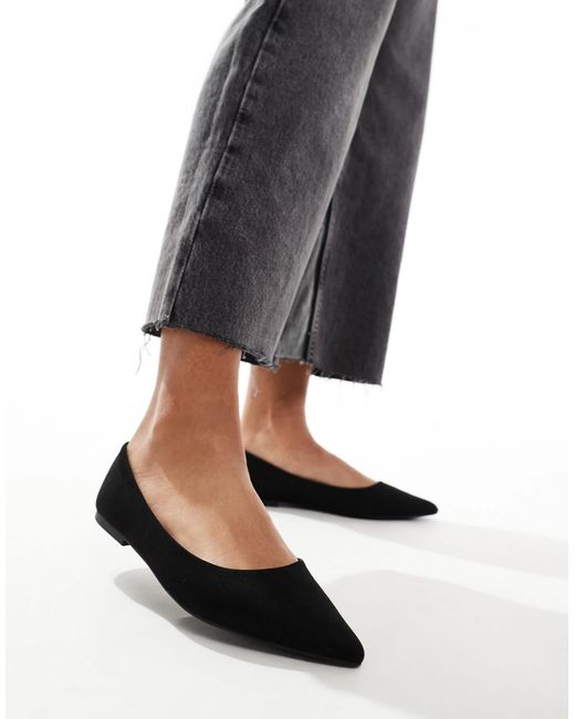 ASOS Black Lucky Pointed Ballet Flats