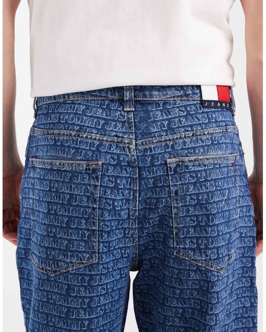 Tommy Hilfiger Blue Theo baggy Jeans With All Over Print for men