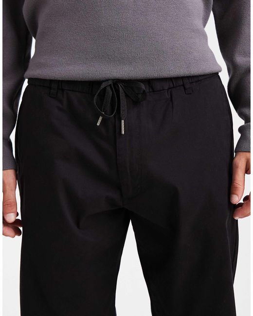 Jack & Jones Black Relaxed Fit Chino With Drawstring Waist for men