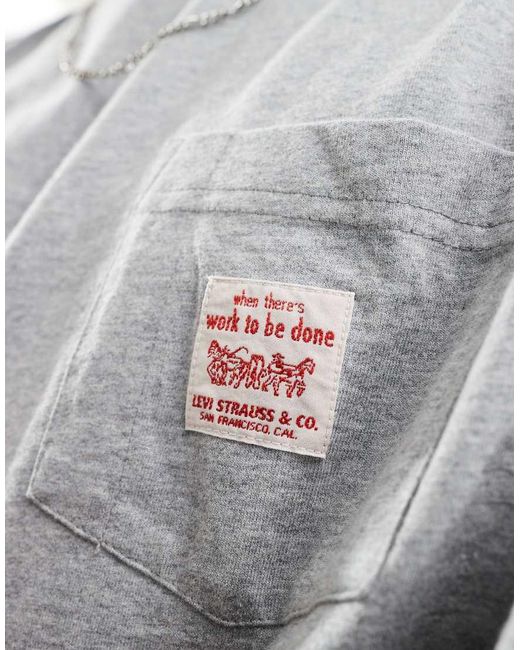 Levi's Gray Workwear Pocket Relaxed T-shirt for men