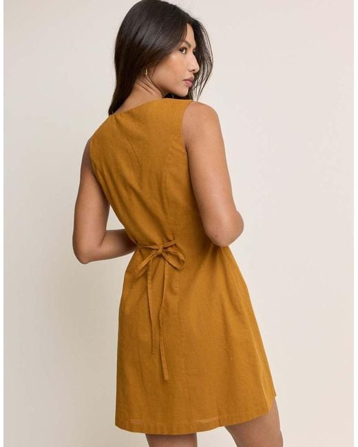 Nobody's Child Natural Square Neck Rosie Mini Dress
