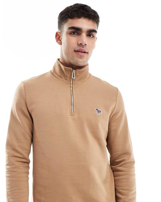 Paul Smith Natural Zebra Icon Logo Half Zip Sweatshirt for men