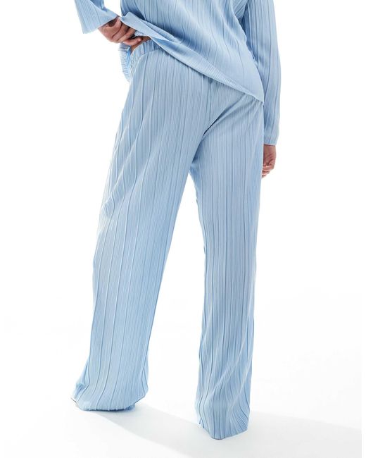 Pieces curve - pantalon ample plissé d'ensemble - clair Pieces Plus en coloris Blue