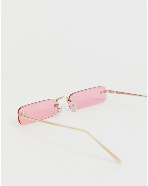 ASOS Rechthoekige Randloze Modieuze Bril Met Gouden Montuur En Roze Glazen  in het Roze voor heren | Lyst NL