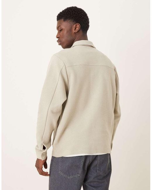 ASOS Natural Ribbed Jersey Shacket for men