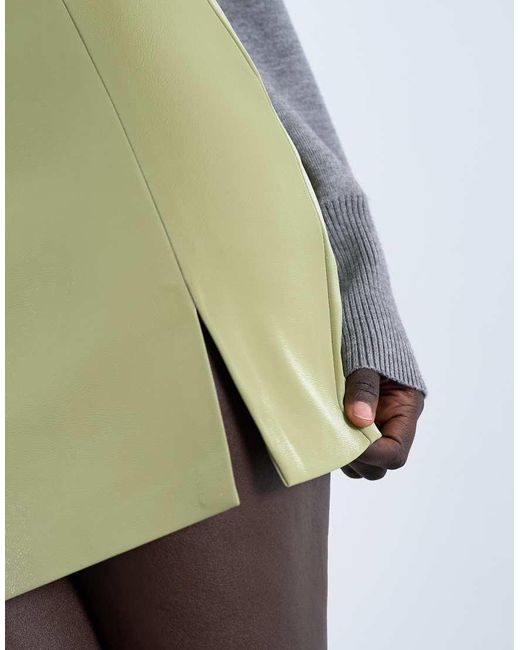 TOPSHOP Gray Faux Leather High Shine Mini Pelmet Skirt