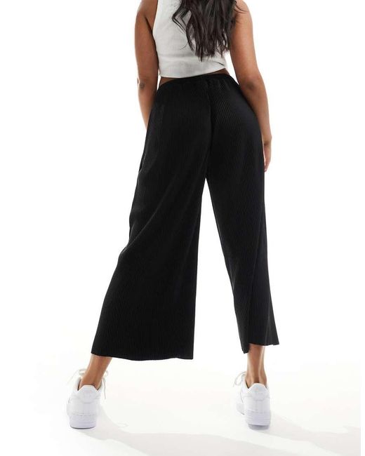 ASOS Black Plisse Wide Trouser Culottes