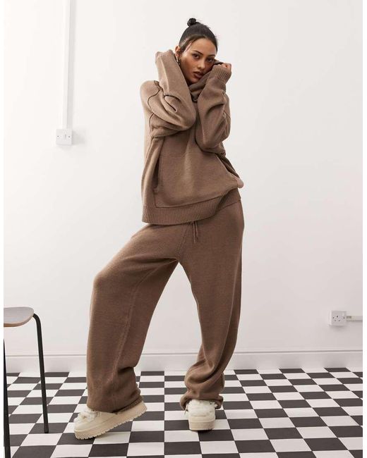 Joggers Marrones Extragrandes De Punto De (Parte De Un Conjunto)-Gris Collusion de color Natural