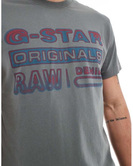 G-Star T-Shirt Met Logoprint Met Kleurverloop in het Gray voor heren