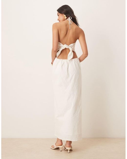 Abercrombie & Fitch Natural Halterneck Scarf Cutout Mini Dress