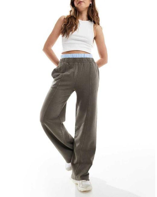 Pull&Bear Gray Boxer Waistband Wide Leg jogger