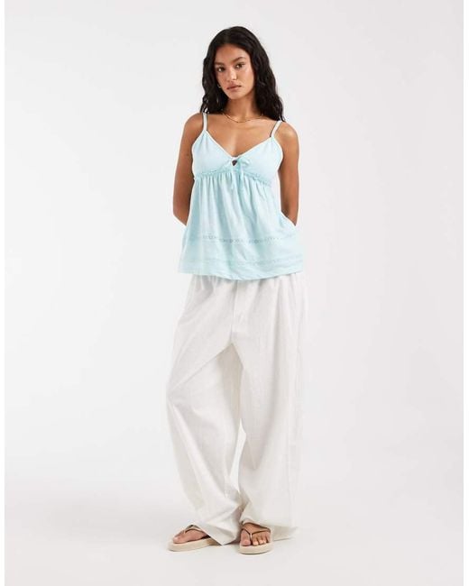 Hollister Blue Tie Front Babydoll Cami Top
