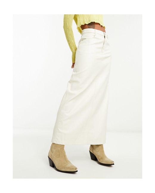 Free People White Faux Leather Maxi Skirt