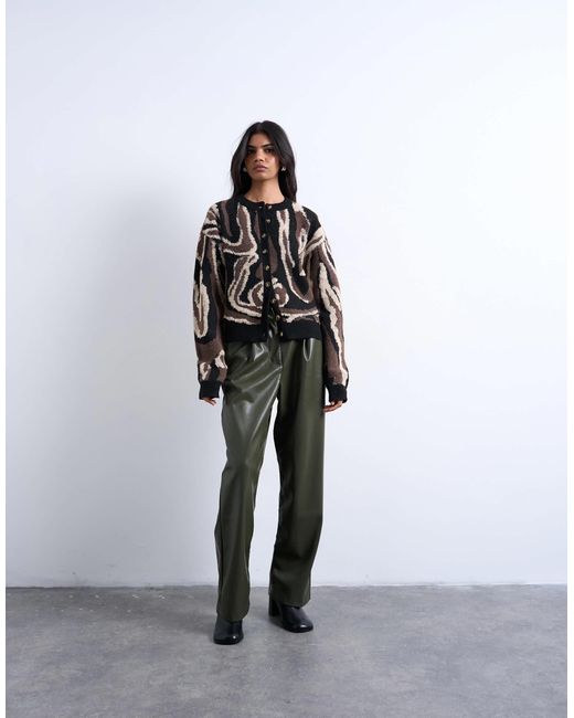 Gilet en maille à motif animal - marron TOPSHOP en coloris Black