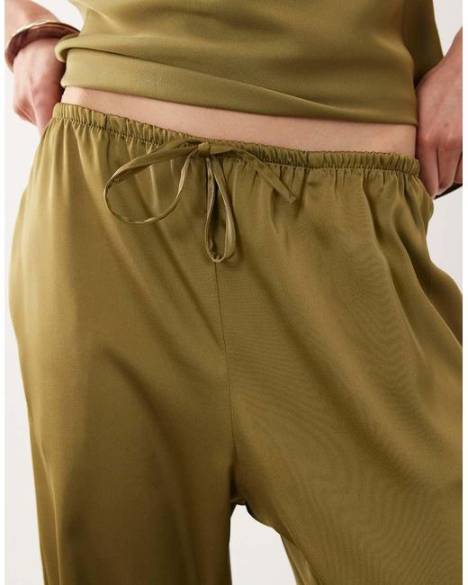 River Island Natural Wide Leg Satin Pants
