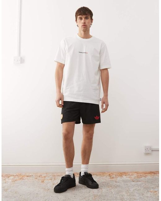 Adidas Originals White Adidas Football Manchester United X Stone Roses Shorts
