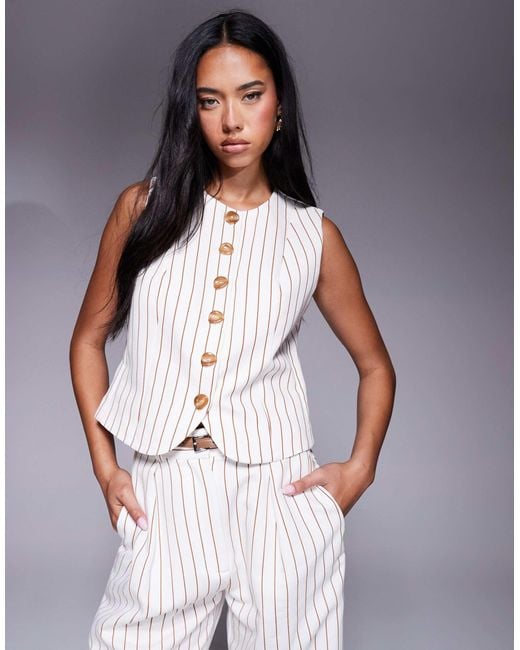River Island White High Neck Waistcoat Co-ord