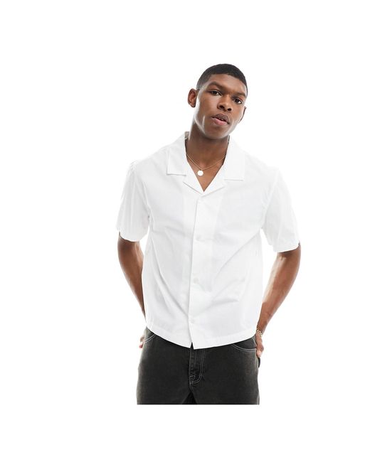 Weekday – charlie – kurzärmliges oversize-hemd in White für Herren