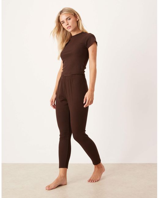 ASOS Natural Asos Design Petite Lounge Mix & Match Rib legging