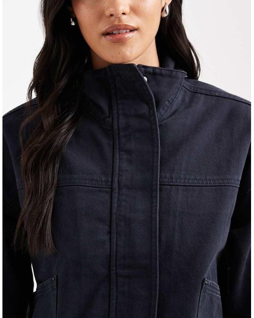 ASOS Blue Denim Funnel Neck Jacket