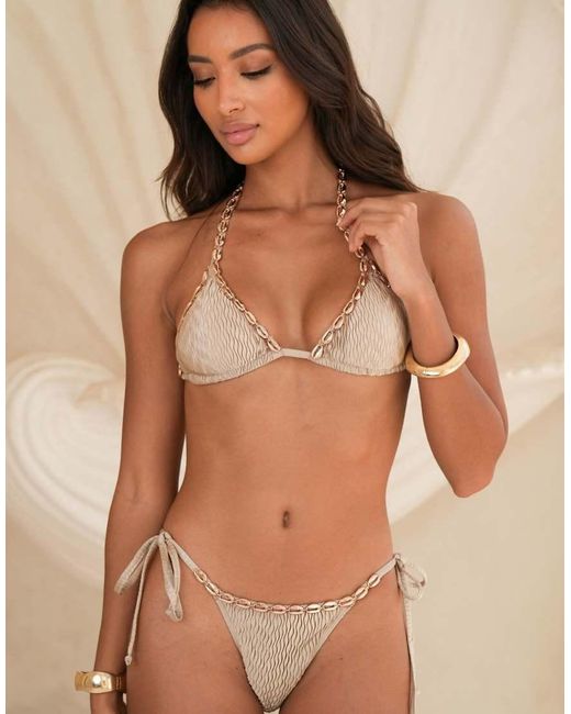 Moda Minx Brown X Alejandra Vidal Shell Trim Tieside Bikini Bottom