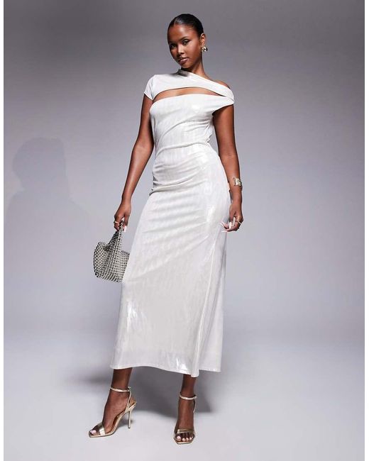 ASOS Purple One Short Sleeve Asymmetric Overlay Maxi Dress