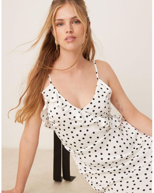 Vila White – schwarz gepunktetes maxi-trägerkleid