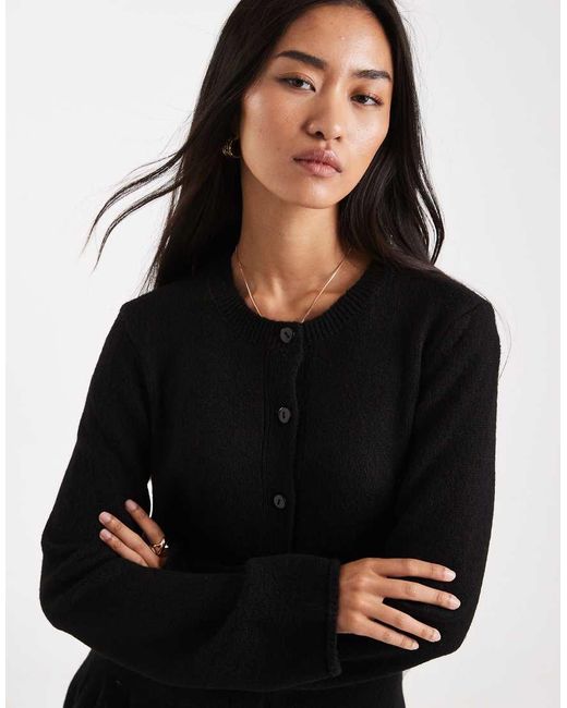 Vero Moda Black Soft Knitted Button Front Mini Dress
