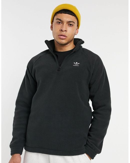 adidas Originals 1/4 Zip Fleece Sweatshirt in Black for Men - Save 