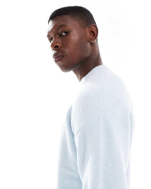 Jack & Jones Blue Oversized Fluffy Crew Neck Jumper for men