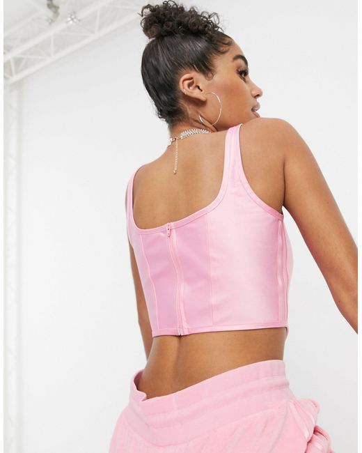 adidas Originals Relaxed RisquÃ© Satin Look Corset in Pink - Lyst