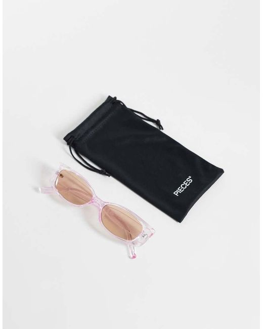 Pieces Natural Rectangular Frame Sunglasses