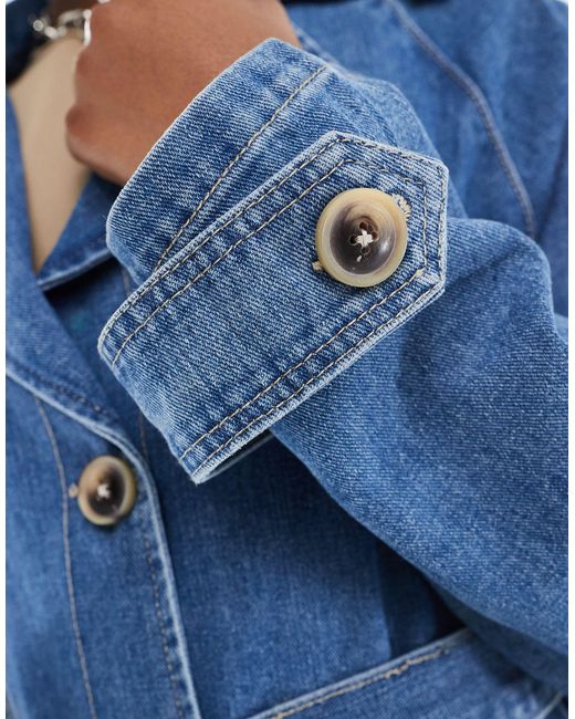 ONLY Blue Belted Denim Trench