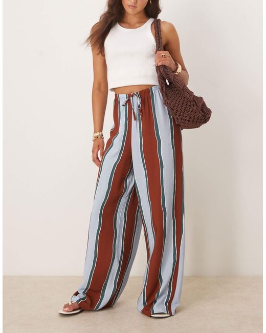 ASOS Multicolor – hose aus leinenmix mit en breiten streifen und elastischem bund