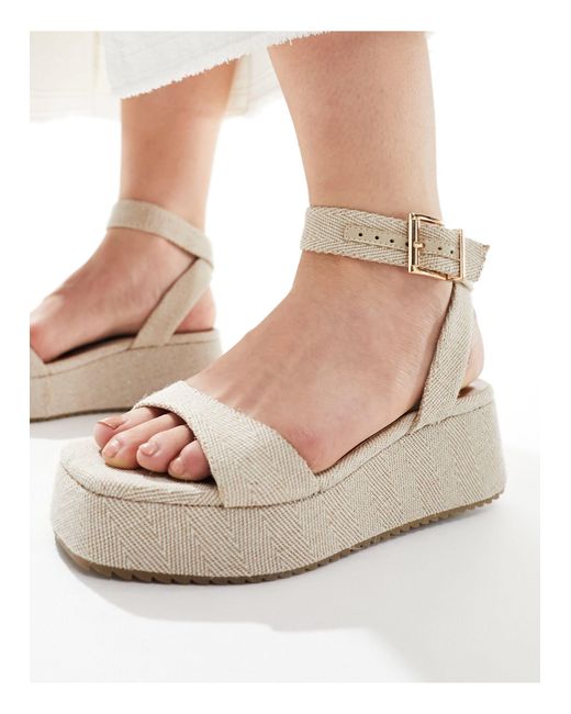 ASOS White Wide Fit Tantoo Flatform Sandals
