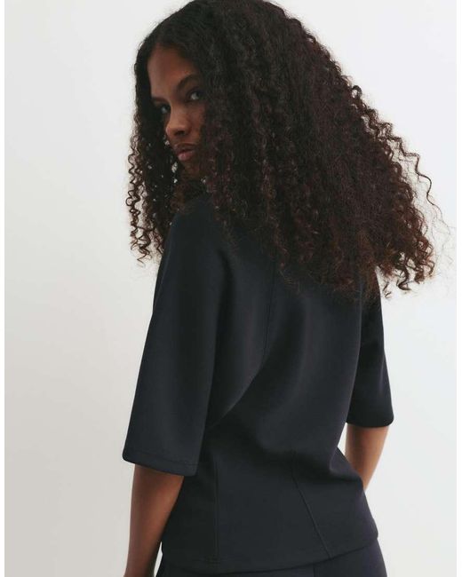 Pull&Bear Black Short Sleeve Sweatshirt
