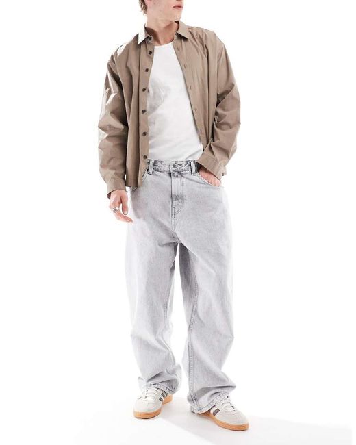 Pull&Bear Gray Baggy Loose Jeans for men