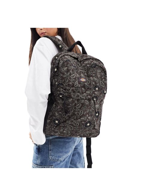Dickies Black Ellis Canvas Backpack With All Over Floral Print
