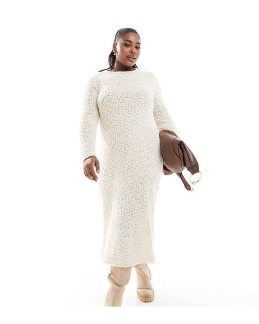 ONLY Gebreide Midaxi-Jurk Met Textuur in het White