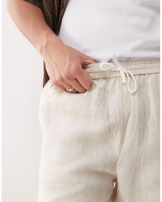 Weekday Natural Linen Shorts for men