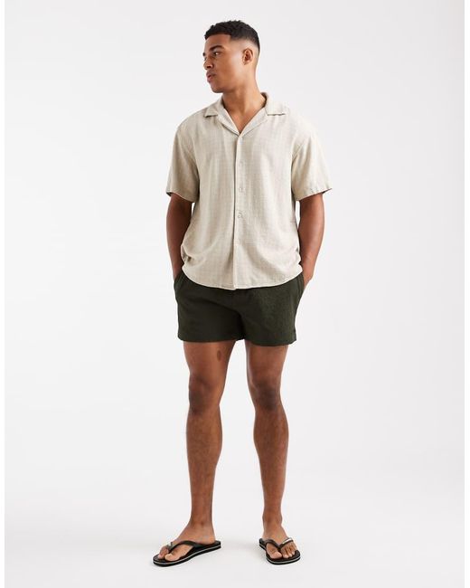 Only & Sons Natural Short Sleeve Linen Textured Shirt for men