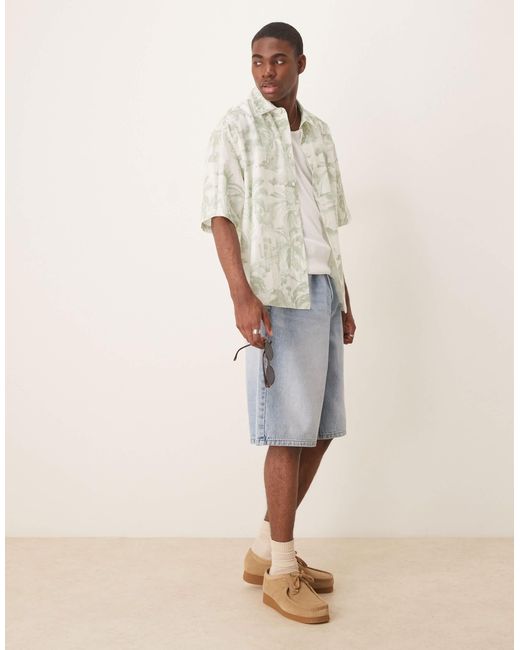 ASOS White Boxy Oversized Shirt With Floral Print for men