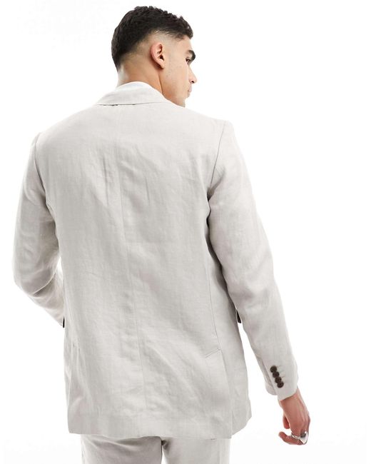 SELECTED White Linen Mix Suit Jacket for men