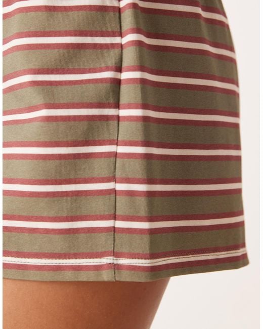 ASOS Natural Stripe Boxy Co Ord Micro Short