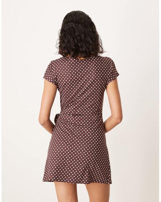 ASOS Purple Cap Sleeve Tie Wrap Front Mini Dress