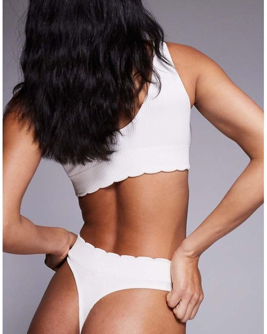 Boux Avenue Brown Scallop Ribbed Thong