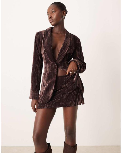 ASOS Natural Asos Desisn Tailored Velvet Skort Co-ord