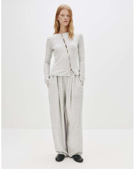 T-Shirt Mélange Con Bottoni Sul Davanti di Pull&Bear in White